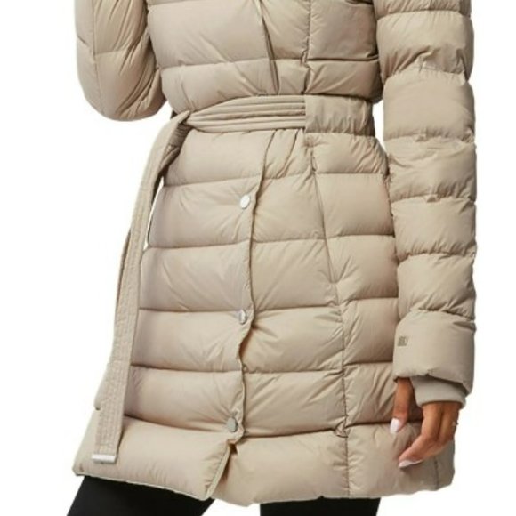 SOIA & KYO - Jenni Wrap Hooded Down Puffer Coat, Fawn-Pwod, Med. - Picture 2 of 7